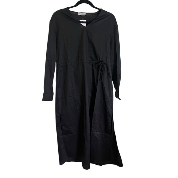 Harshman Belinda Dress Black Size Small Elegant Midi Tiered Ruffle Sleeves - Picture 1 of 5